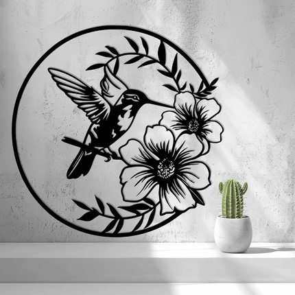 2D Humming Bird with Flowers Wall Art by 2D Arts