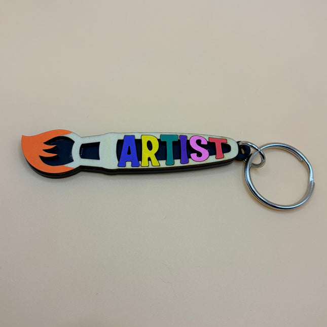 Laser Cut Wood & Acrylic Artist Keychain