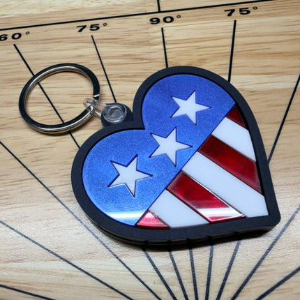 Laser-Cut Acrylic Heart American Flag Keychain