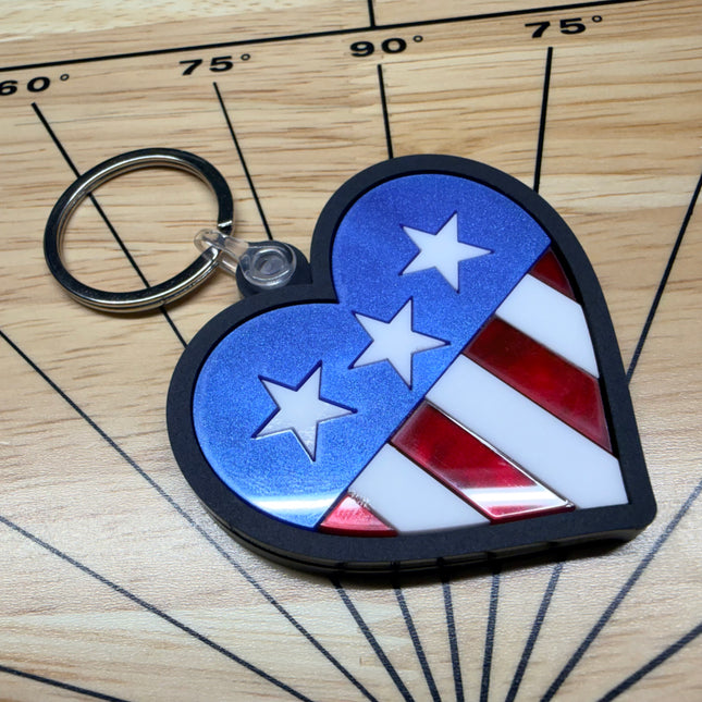 Laser-Cut Acrylic Heart American Flag Keychain